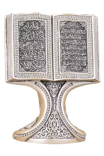 SODEF Nakkaş Book Form Decorative Object 5.1 in Height Multicolor Ayet-el Kürsi & Nazar Islamic Calligraphy Polyester with Crystal Accents - Multicolor