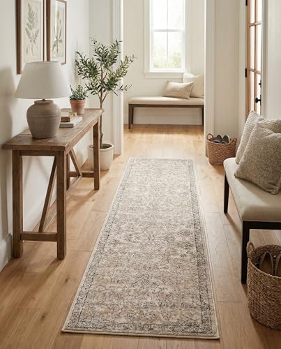 Rugs.com Oregon Collection Rug – 8 Ft Runner Ivory Low-Pile Rug Perfect for Hallways, Entryways - color: Ivory 6, size: 2'2" x 8' (Runner)