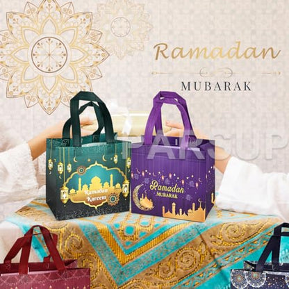 24PCS Ramadan Mubarak Reusable Gift Bags, Assorted Sizes Treat Bags with Handles, Ramadan Mubarak Party Bags, Multifunctional Non-Woven Ramadan Bags for Gifts Wrapping, Ramadan Kareem Party Supplies