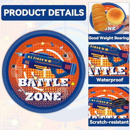 48Pcs Dart War Paper Plates and Napkins Dart War Party Decorations Blue and Orange Birthday Party Supplies Battle Video Game Disposable Tableware Set for Kids Boys' Birthday Baby Shower Serves 24 - style: Dart War