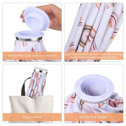 Nuanchu 3 Pieces Ice Bags for Injuries Reusable Ice Pack Hot Cold Water Bag 6, 9, 10 Inches Hot Cold Therapy and Pain Relief Pain Screw Top for Sports Knee Head Leg (Boho Rainbow) - style: Boho Rainbow