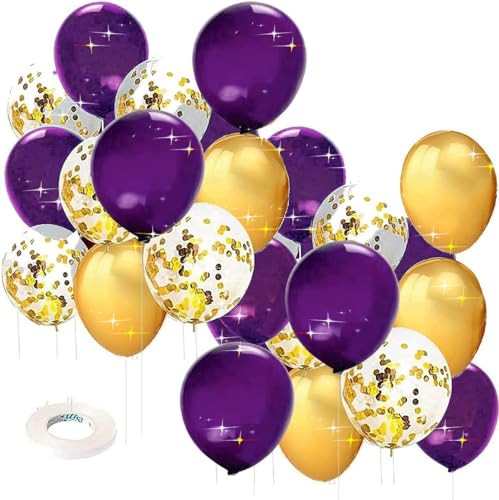 Graduation Decorations Purple Gold 2026/Purple Gold Balloons/Purple Graduation Party VIKINGS NYU LSU/Birthday Party Decor for Women Purple Gold/Eid Mubarak Decorations