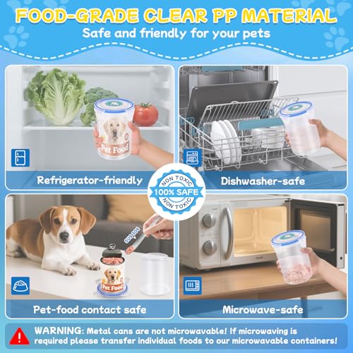 REFLYING Canned Dog Food Storage Lids Reusable Airtight Can Cover | Reusable airtight dog food can lids,Keeps wet food fresh,eliminates odor,Includes SUS 304 spoon and can opener - color: 2 Jar（L）+1 Spoon