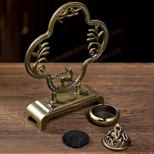 Deer Incense Holder, Incense Holder for Sticks | Mini Hanging Thurible Incense Burner Rack,Insence Stick Holder,Bronze Colored,1 Piece