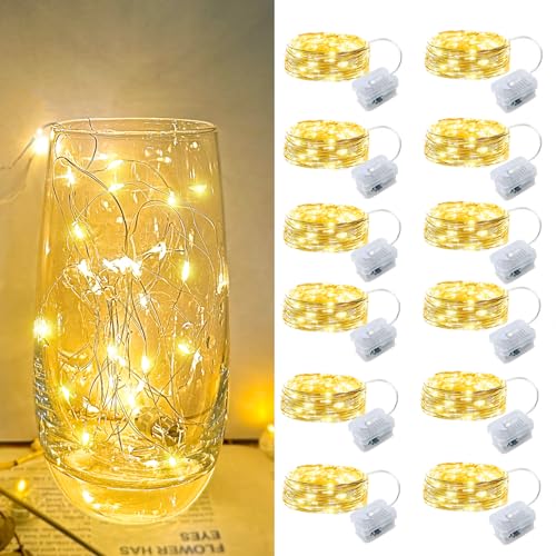 ZGWJ 12 Pack Warm White Fairy Lights, Mini String Lights - color: Warm White, size: 12P