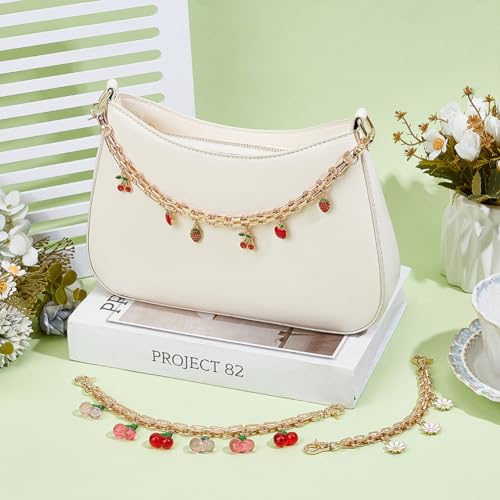 UNICRAFTALE Purse Chain Strap Replacement 8 Inch Short Chain Straps Enamel Charm Bag Handle with Buckle Extender - color: Gold/Red/Pink/White