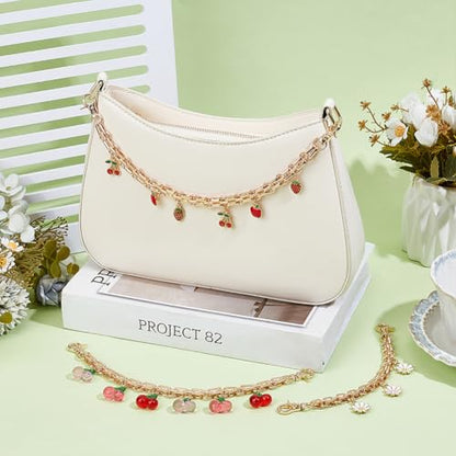 UNICRAFTALE Purse Chain Strap Replacement 8 Inch Short Chain Straps Enamel Charm Bag Handle with Buckle Extender - color: Gold/Red/Pink/White