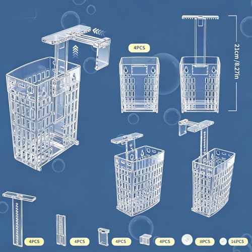 Newly Upgraded Aquarium Plant Holder | Adjustable in Height and Width, with Extendable Hook and Suction Cup, 4-Pack for Aquatic Plants and Aquariums(Transparent) - color: Transparent