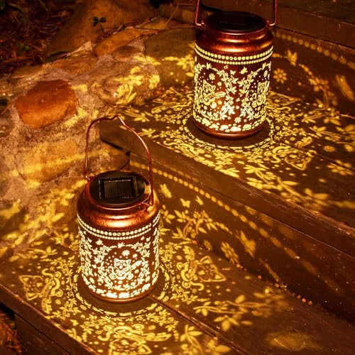 YISITEONE Cat Outdoor Solar Lanterns, Garden Waterproof Metal Hanging Decor Lights for Patio Yard Pathway Lawn Front Porch, Birthday Gardening Cat Lovers Gifts for Women Mom Grandma - style: Cat