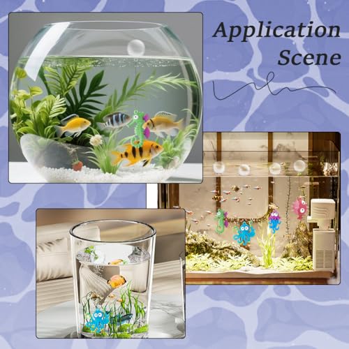 GORGECRAFT 4Pcs 4 Styles Floating Fish Aquarium Decorations Silicone Plastic Cartoon Sea Ocean Animals Octopus Seahorse Device Landscapes Accessories Suitable for All Kinds of Fishes Tanks - style: Mixed Shapes 2
