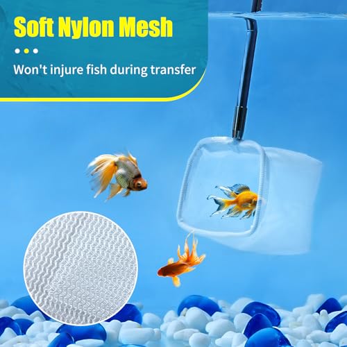AQUANEAT Small Fish Tank Shrimp Net, Aquarium Debris Cleaning Tools, with Extendable Handle - size: 2 Inch