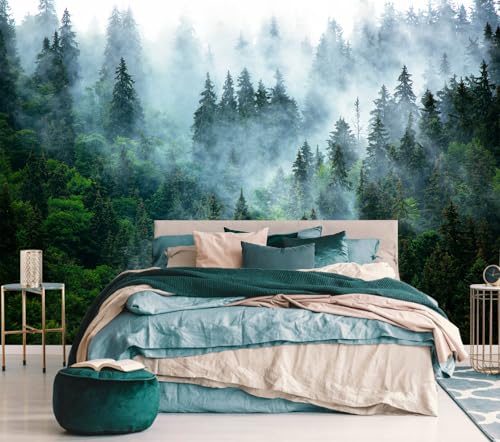 Foggy Forest Mural Wallpaper Peel and Stick for Bedroom 82"x57" | Misty Forest Self Adhesive Wall Mural for Living Room - color: ZZ-001, size: 82" x 57"