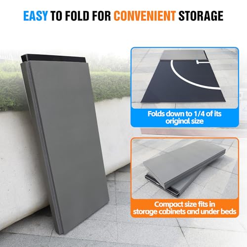 10' x 10' / 10' x 6.5' Martial Arts Mat, Foldable Wrestling & Grappling Mat with Thick XPE Foam, Non-Slip Home Gym Training Mat for BJJ, MMA, Judo & Fitness - size: 8ft*8ft