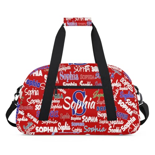Custom Sports Duffel Bag Boys Personalized Kids Gym Bag, Red | Customized Travel Duffle Bag with Name Ranked - color: Color 1