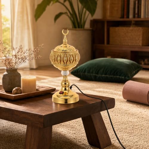 DECHOUS Bakhoor Burner: Arabian Style Electric Incense Burner Plug in Censer for Home Office Aroma, Middle Eastern Bukhoor Censer for Yoga Spa Relaxation, Us Plug