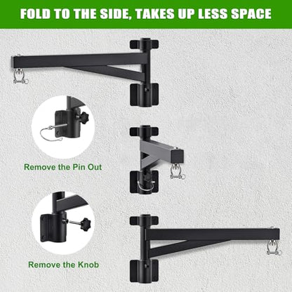 BeneLabel Heavy Bag Hanger for Punching Bag Beam Mount Hardware 360° Rotation Boxing Bag Ceiling Mount I-Beam Hanger for Hanging Heavy Punching Bags Wall Hangers - color: 24" Black wall hanger with spring