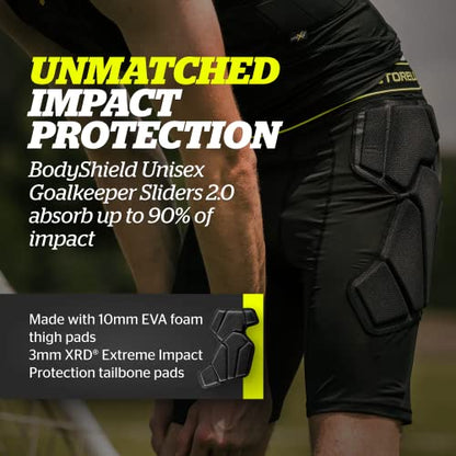 Storelli BodyShield Goalkeeper Sliders 2.0 – Padded Sliding Shorts for Soccer – Compression Undershorts with Cup Pocket - size: Large