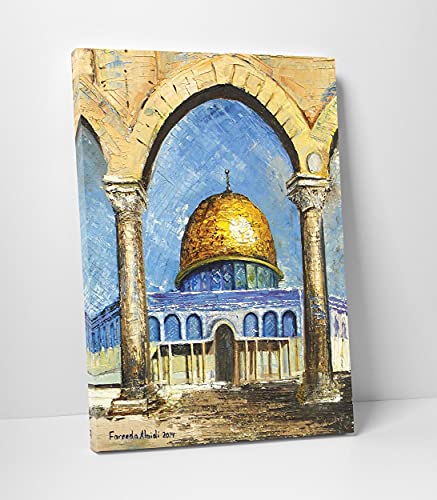 iwa concept | Islamic Wall Art Decoration Masjid Al Aqsa Framed Canvas | Mosque Art | Islamic Ramadan Wall Decorations for Home Modern Muslim Housewarming Gift (24x34 inches, Model-4) - color: Model-4, size: 34"L x 24"W