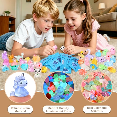 100PCS Mini Glow in The Dark Animal Resin Models Mystery Resin Animals Blind Bag Tiny Animal Figurines for Micro Landscape Garden Aquarium Dollhouse Party Favors Surprise Gifts for Kids ﻿ - color: 100pcs Mini Mystery Bag Luminous Resin Animals