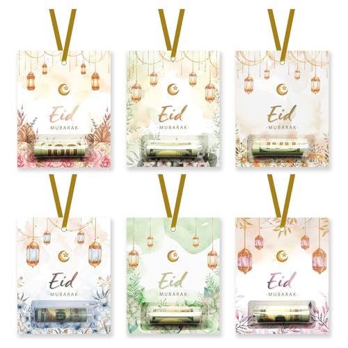 24 Pcs Eid Mubarak Money Holder Cards for Cash Gift, Eid Greeting Cards Money Holder Decoration Ornaments with Cover for Muslim Party Supplies