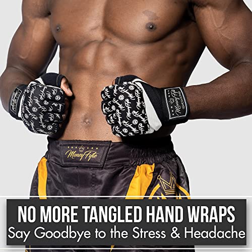 Quick Gel Boxing Wraps Under Boxing Gloves - Kickboxing MMA Muay Thai - Fist, Knuckle, Wrist Wrap Protection Inner Glove Hand Wraps - Men Women Kids - color: Black/White, size: X-Small