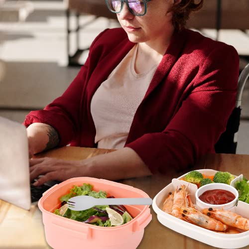 Freshmage Salad Container for Lunch with Ice Pack, Leakproof BPA-Free 52-oz Lunch Container with 4 Compartments, Salad for Men, Women (Pink+Ice Pack) - color: Pink-52oz+Ice Pack