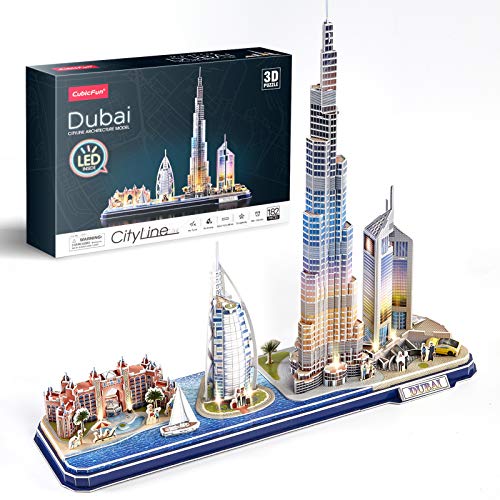 CubicFun 3D Puzzles for Kids Ages 8-10 LED Dubai Cityline - style: LED Dubai Cityline