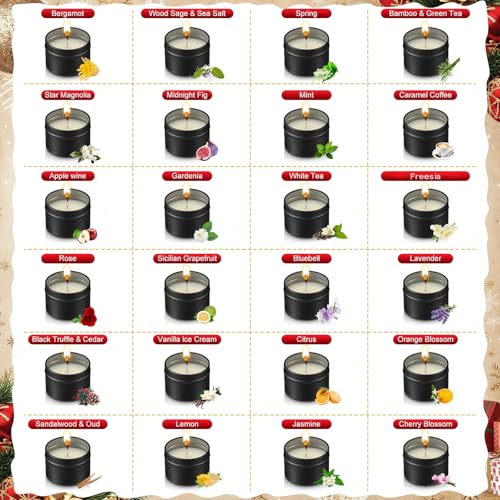 Nuanchu 24 Pack Christmas Scented Candles Gift Set Cartoon Candle for Her Him 2oz Natural Soy Wax Jar Long Lasting Aromatherapy Bulk Favors Set for Christmas Party Home Decor - style: Cartoon