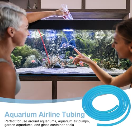 Aquarium Airline Tubing, 5/32"(4mm) ID x 1/4"(6mm) OD 4.9ft PVC Flexible Tube, (2Pcs, Blue), Intended for Fish Tank Air Pump/Aquarium/Garden/Terrarium Pond - color: Blue