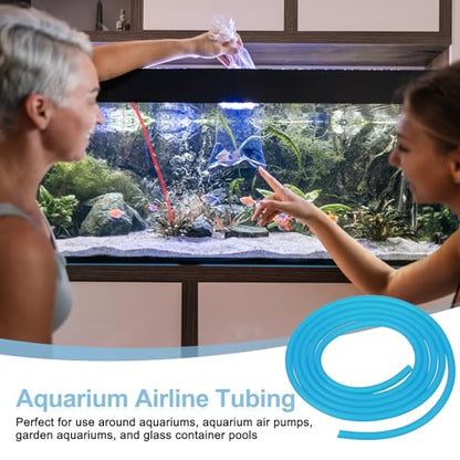 Aquarium Airline Tubing, 5/32"(4mm) ID x 1/4"(6mm) OD 4.9ft PVC Flexible Tube, (2Pcs, Blue), Intended for Fish Tank Air Pump/Aquarium/Garden/Terrarium Pond - color: Blue