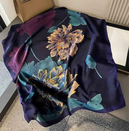 Xyueanlo Scarfs for Women Lightweight Scarves Fashion Print Floral Pattern Head Scarf Wraps Shawls - color: Flower Purple