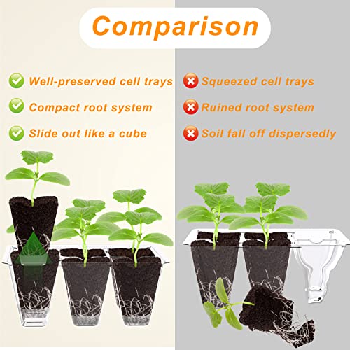 Gardzen 10 Pack Push-Up Seed Starting Tray, Pop Up Plant Germination Trays, Seed Starter Kit with Adjustable Humidity Vented Dome, 6.6" x 4.5", Total 120-Cell, Clear | Pop Up Plant Germination Kit with Adjustable Humidity Dome, 6.6"x4.5" Trays for Seedlin