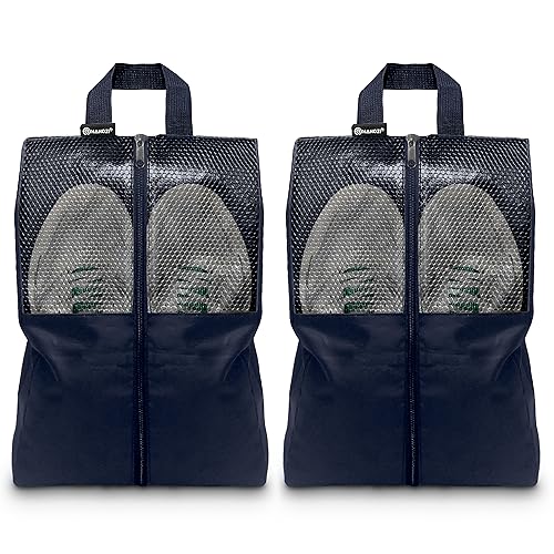 Shoe Bags For Travel, Used As For Storage or Shoe Travel Bag, Space Saving When Travelling With This Travel Shoe Bags For Packing, Featuring Waterproof Nylon Sneaker Bag. (Navy, 2 Pack, Large) - color: Navy, 2 Pack, size: Large