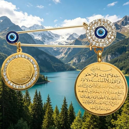 Fashionable Arabian Lucky Eye Blue Turkish Evil Eye Brooch with Fatima Hands Muslim Gift Islamic Jewelry Amulet