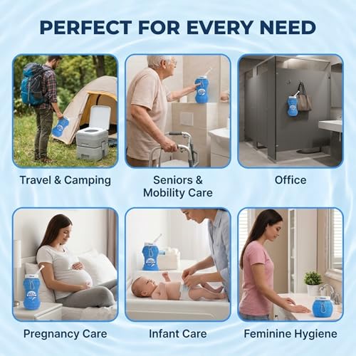 2Clean Portable Travel Bidet 300ml Collapsible Peri Bottle Handheld Sprayer - color: Pink