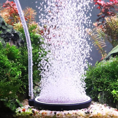 hygger Air Stone for Aquarium: Quiet High Dissolved Oxygen Diffuser Kit for Freshwater or Saltwater Fish Tank and Hydroponic Air Pump-Disc 3 x 3 Inch Air Bubble Stone Without air Pump - size: 8CM