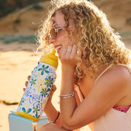 BOTTLE BOTTLE 32oz Insulated Water Bottle with Pill Box | Stainless Steel,Sport Water Bottle, with Straw Dual-use Lid and Pill Box, Design for Gym - color: Nature Nook