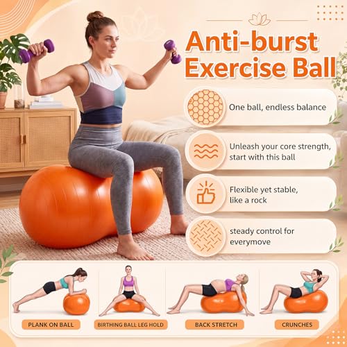 2 Pcs Peanut Ball and Wobble Cushion with Pump Set | Sensory Balance Disc Wiggle Seat for Adults, Flexible Seating for Exercise Physical, Child Training, Yoga - color: Black