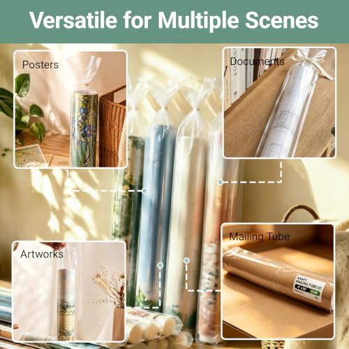 Plastic Sleeves 20 Pack 4 x 46 Inch Clear Poster Bag for Maps Banners 2 Mil | Waterproof Flat Open Poly Bag Long Narrow Storage Tube Bags for Blueprints, Collections, Paintings, Artworks and Umbrellas - size: 4 x 46 Inch