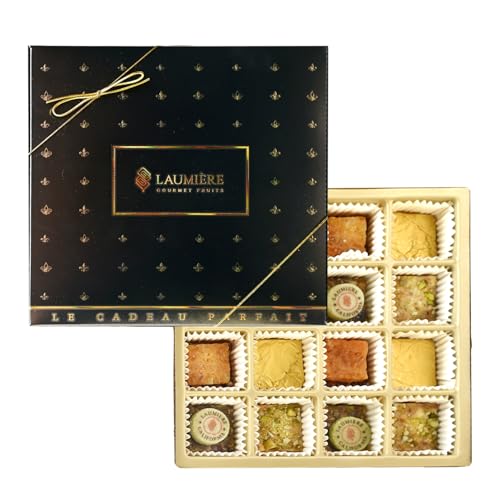 Laumière Gourmet Fruits - Le Cadeau Parfait Collection - Median Gourmet Gift Box (16 Treats) - Hannoukah - Kosher - Vegan Healthy Dried Fruits & Nuts Gift Basket - No Added Cane Sugar Sweets