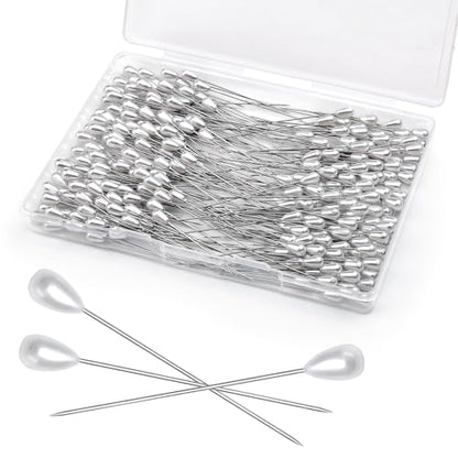 Corsage Pins 250 Pcs Teardrop Boutonniere Pins Pearl Pin- 2.17 Inches - size: 250pcs