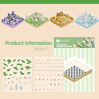 Girls 3D Miniature Scene Stickers,4 Sets Fantasy Maze DIY House Stickers for Alice's Garden, Magic Garden, Desert Adventure, Snow Maze, 3D Sticker Scenes for Adult Kids Relief Stress Pass The Time - style: Fantasy Maze