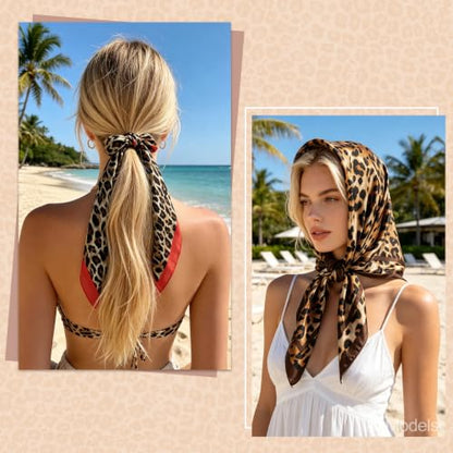 GERINLY 2 Pack Head Scarf for Women, Boho Hair Scarf Top, Large Bandana Hair Scarves Wrap - color: Redbrown
