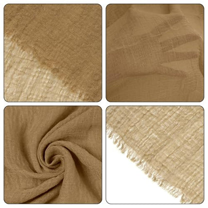 Nydotd Women Summer Cotton Linen Scarf Crinkle Long Beach Shawl Wrap hijab with Fringe - color: Coffee