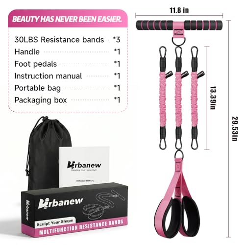 Pedal Resistance Band with Handle, 90LBS Adjustable Exercise Band | Full-Body Resistance Exercise,Adjustable 30/60/90LB,Portable Equipment,Multiple Colors