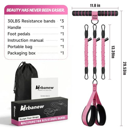 Pedal Resistance Band with Handle, 90LBS Adjustable Exercise Band | Full-Body Resistance Exercise,Adjustable 30/60/90LB,Portable Equipment,Multiple Colors