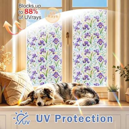 Rainbow Stained Glass Window Privacy Film,Anti-UV Heat Blocking Save Energy - color: Rainbow Iris, size: 23.5*78.5