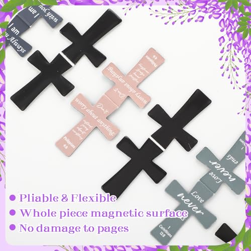 48 Pcs Magnetic Cross Bookmarks Bulk Church Gifts Christian Gifts for Women Bulk Christian Bookmarks Bible Verse Magnetic Page Clips for Women Christmas School Bible Study Group(Solid Color) - style: Solid Color