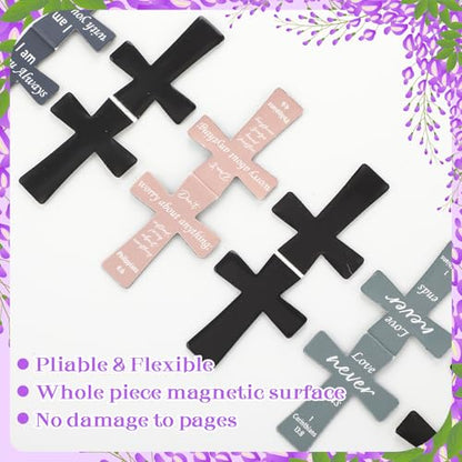48 Pcs Magnetic Cross Bookmarks Bulk Church Gifts Christian Gifts for Women Bulk Christian Bookmarks Bible Verse Magnetic Page Clips for Women Christmas School Bible Study Group(Solid Color) - style: Solid Color