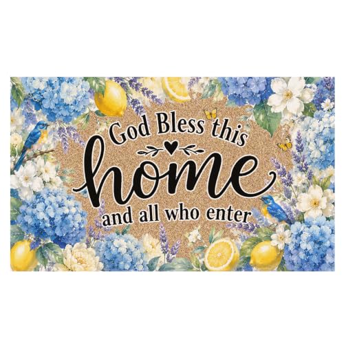 Christian Lemon Floral Faux Coco Coir Doormat Door Mat 17x30Inch - color: Love 02